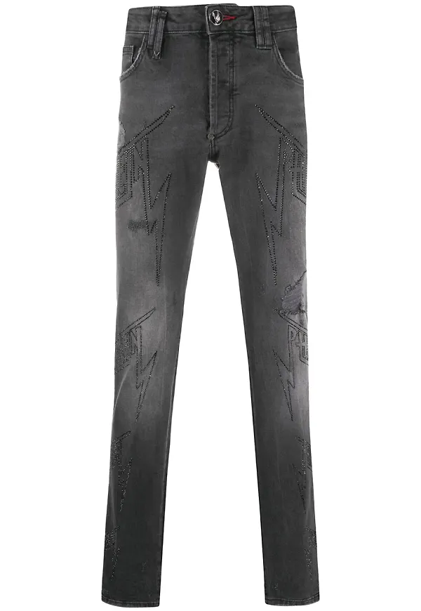 Philipp Plein jeans med logotyper - Grå