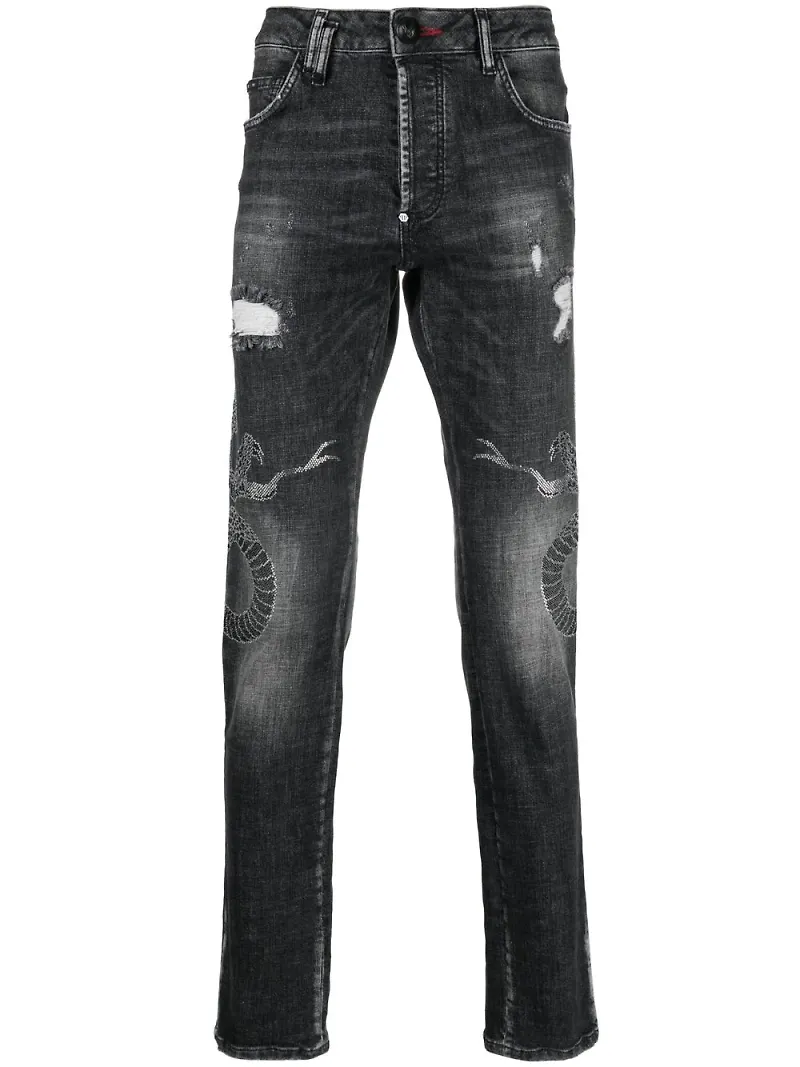 Philipp Plein jeans med ormmotiv - Grå