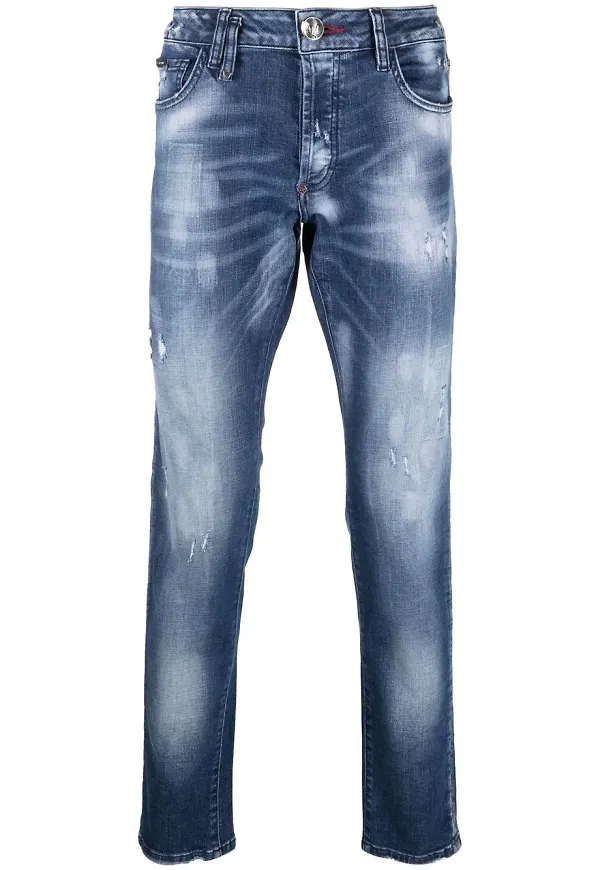 Philipp Plein jeans med slitning - Blå