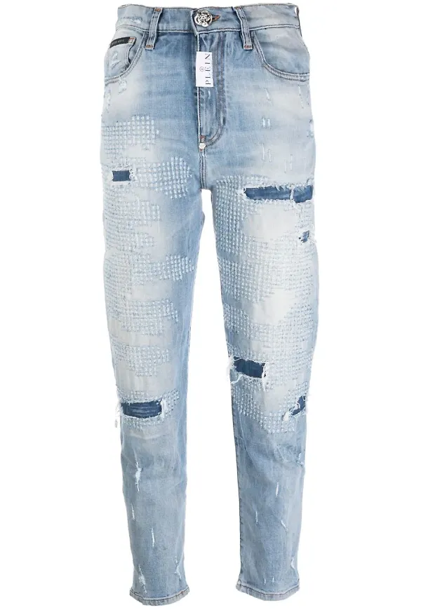 Philipp Plein jeans med slitning - Blå