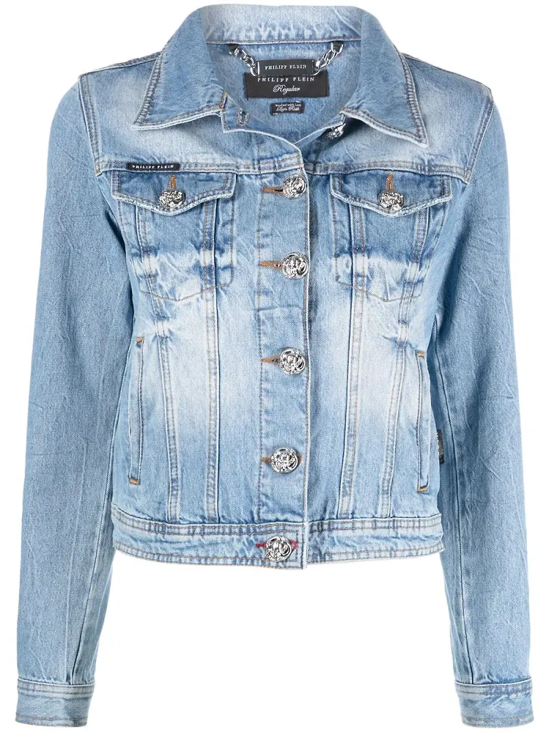 Philipp Plein jeansjacka med logotypplakett - Blå