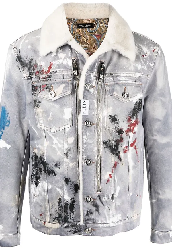 Philipp Plein jeansjacka med tryck - Blå