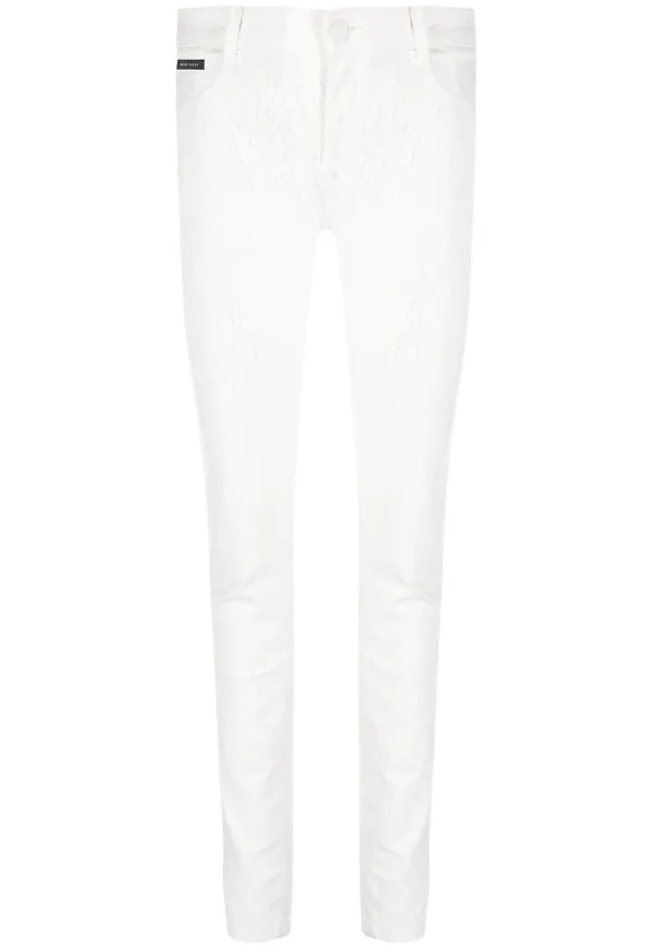 Philipp Plein jeansleggings med sprucken struktur - Vit