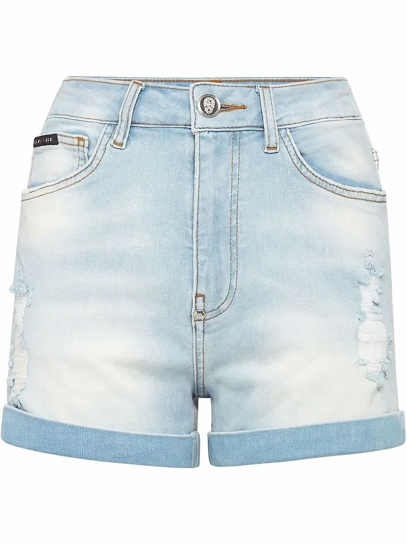 Philipp Plein jeansshorts med logotyp - Blå