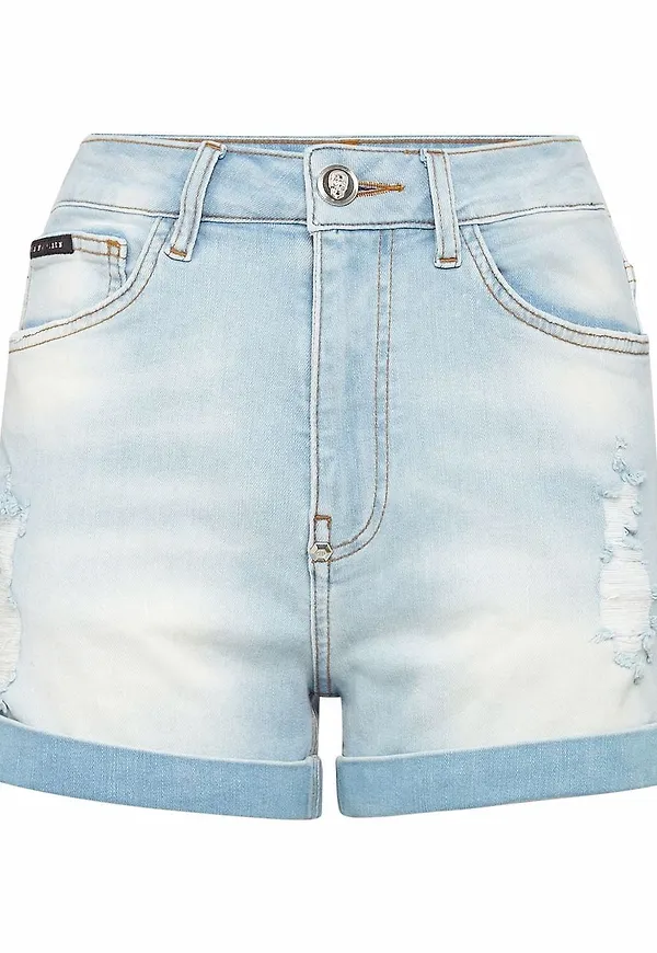 Philipp Plein jeansshorts med logotyp - Blå