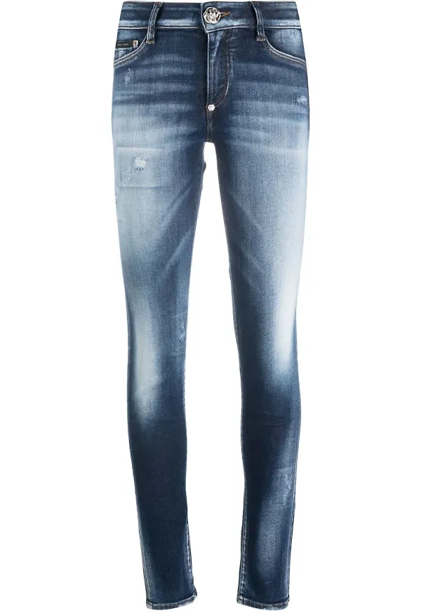 Philipp Plein jeggings med hög midja - Blå