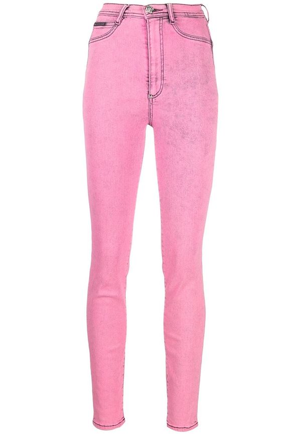 Philipp Plein jeggings med hög midja - Rosa