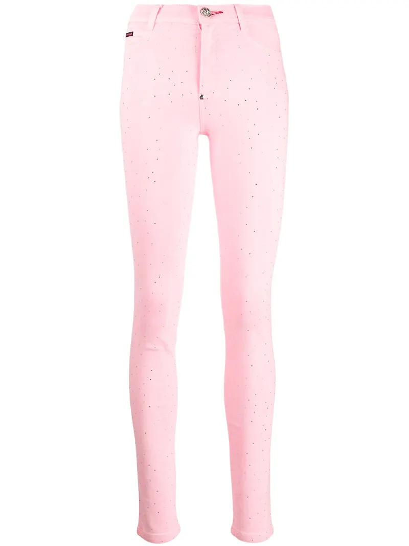 Philipp Plein jeggings med strass - Rosa