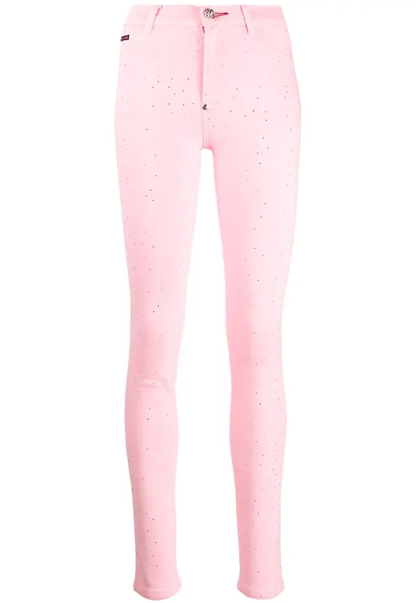 Philipp Plein jeggings med strass - Rosa