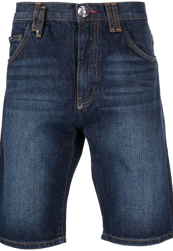 Philipp Plein knälånga jeansshorts - Blå