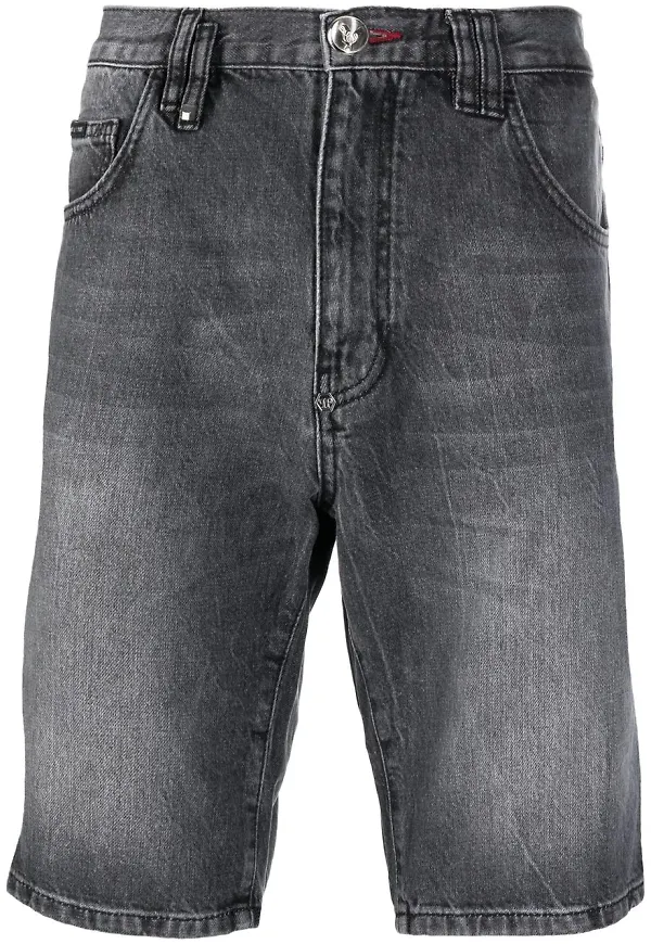 Philipp Plein knälånga jeansshorts - Grå