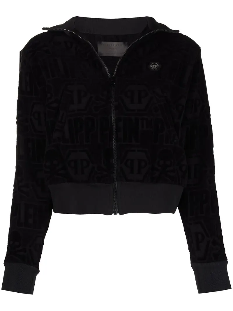 Philipp Plein kort träningsjacka med monogram - Svart