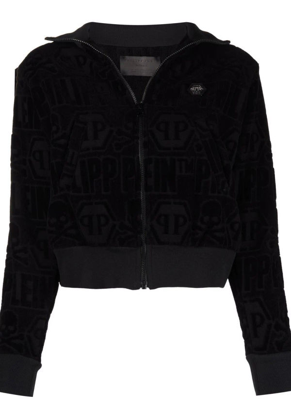 Philipp Plein kort träningsjacka med monogram - Svart