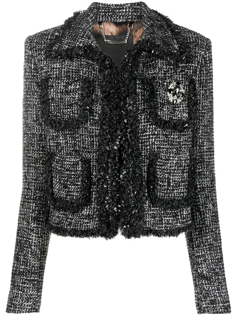 Philipp Plein kort tweedjacka - Svart