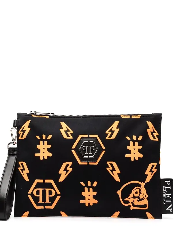 Philipp Plein kuvertväska med monogram - Svart