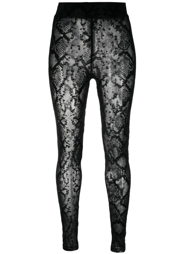 Philipp Plein leggings med hög midja och broderad logotyp - Svart