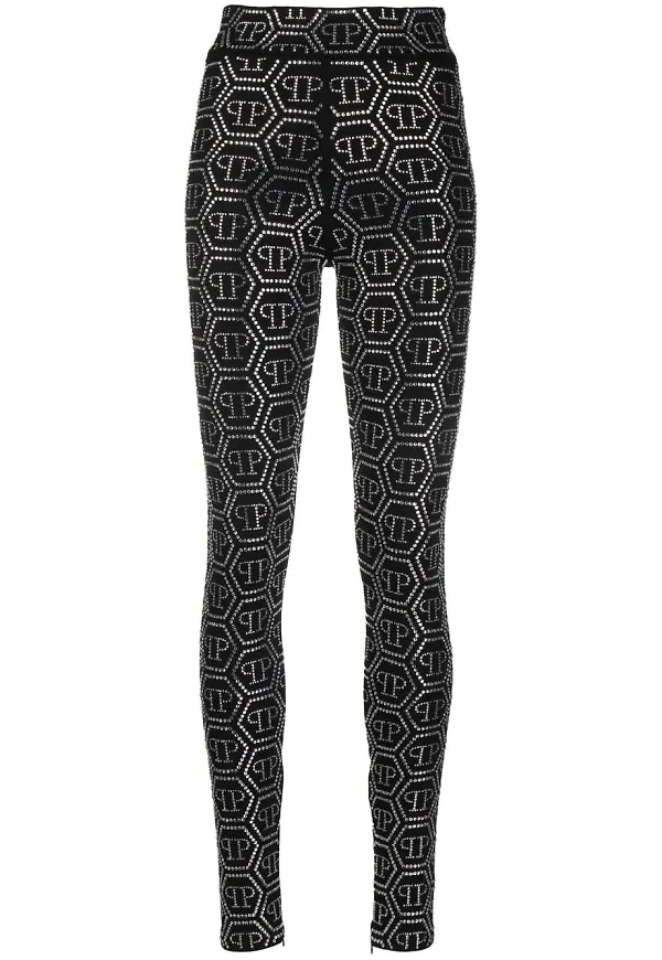 Philipp Plein leggings med monogram - Svart