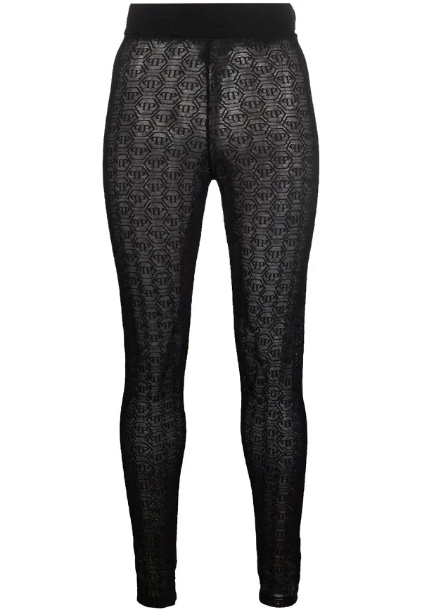 Philipp Plein leggings med monogram - Svart
