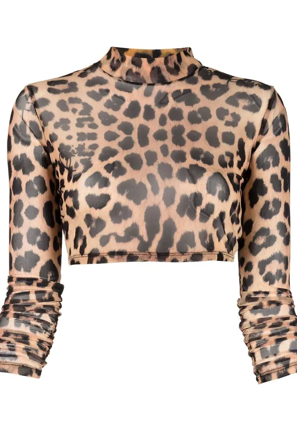Philipp Plein leopardmönstrad croptop - Brun