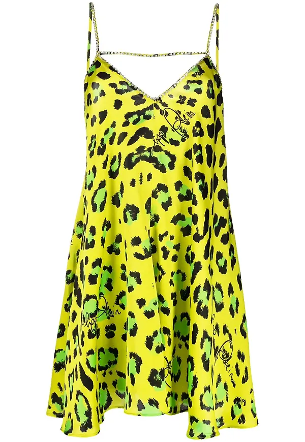 Philipp Plein leopardmönstrad klänning - Grön