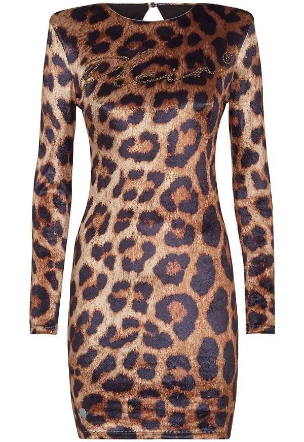 Philipp Plein leopardmönstrad klänning - Neutral