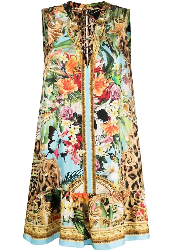 Philipp Plein leopardmönstrad miniklänning - Gul