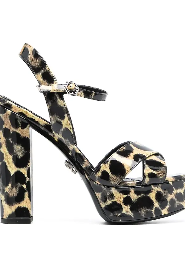 Philipp Plein leopardmönstrade platåsandaler - Neutral