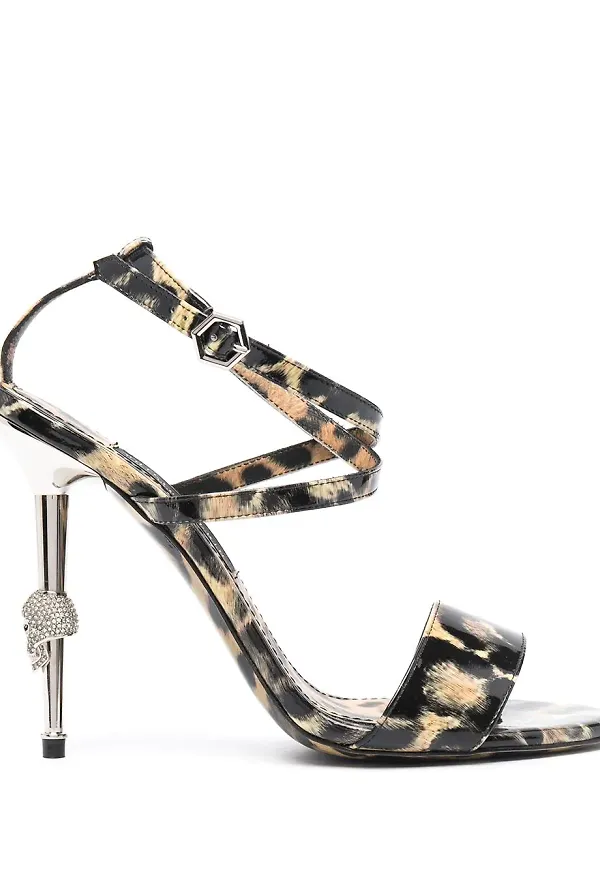 Philipp Plein leopardmönstrade sandaler - Brun