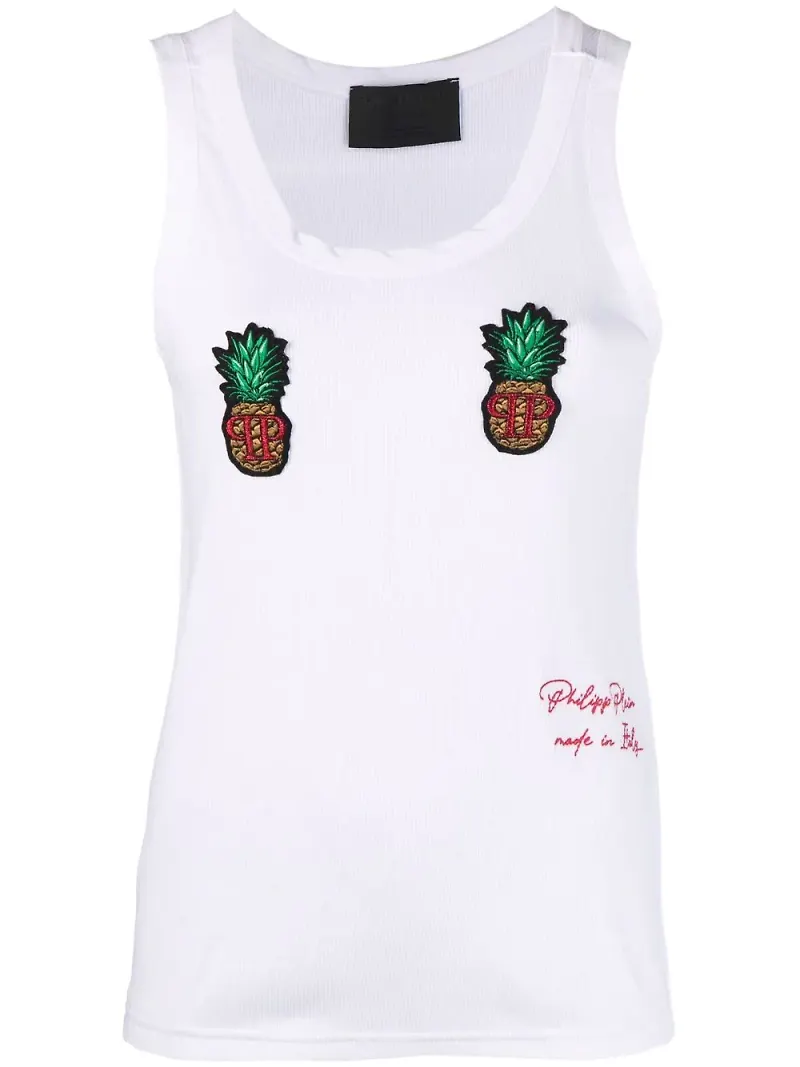 Philipp Plein linne med ananastryck - Vit