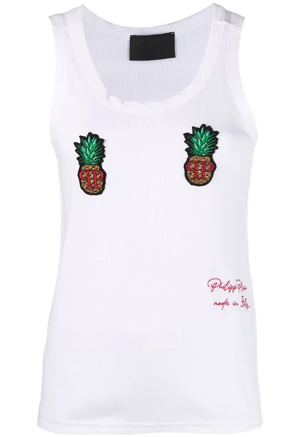 Philipp Plein linne med ananastryck - Vit