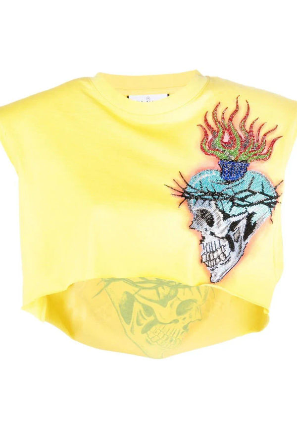 Philipp Plein linne med dödskalle - Gul