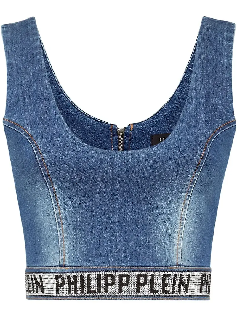 Philipp Plein linne med logotypkant - Blå