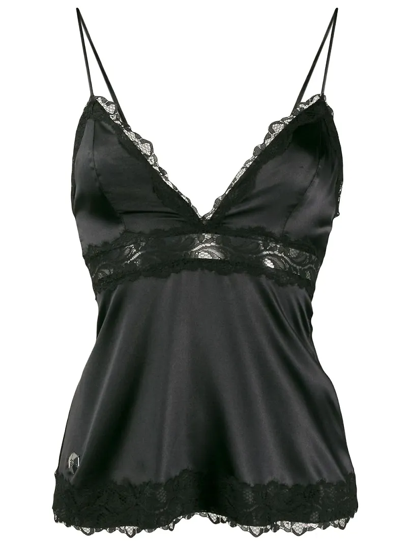 Philipp Plein linne med spetsinsnitt - Svart