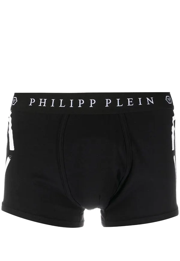 Philipp Plein logo-print cotton boxers - Svart