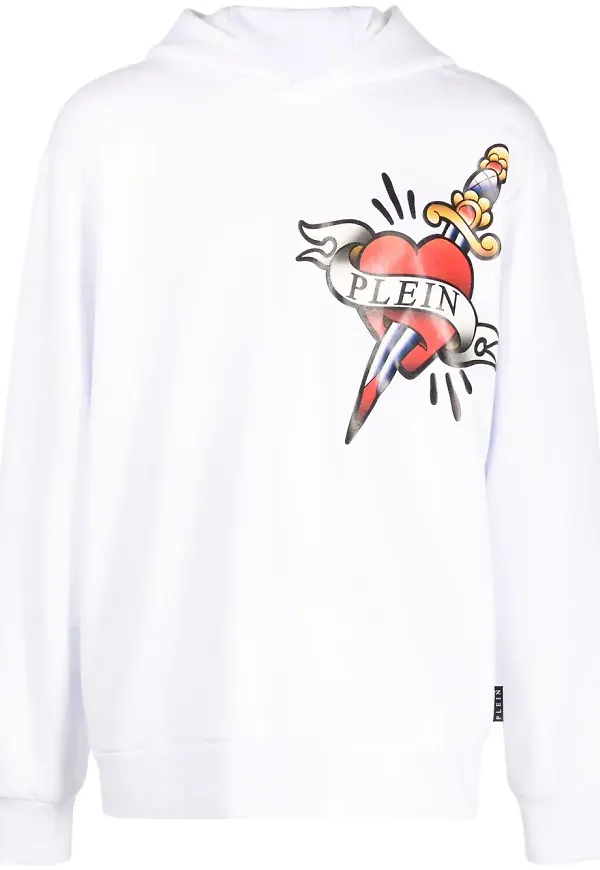 Philipp Plein logo-print hoodie - Vit