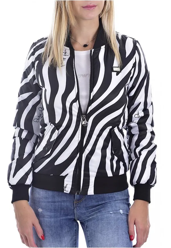 Philipp Plein Logo print short bomber Svart, Dam
