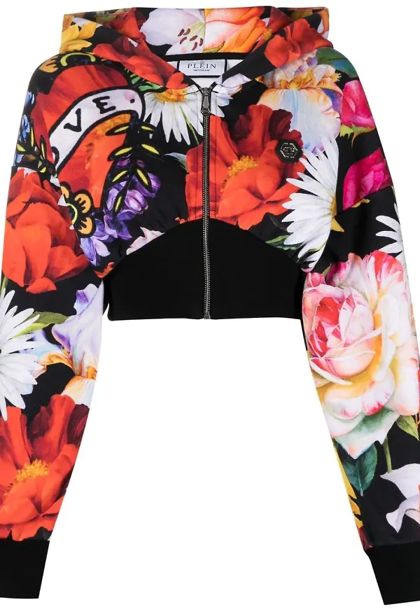 Philipp Plein Love beskuren hoodie - Svart
