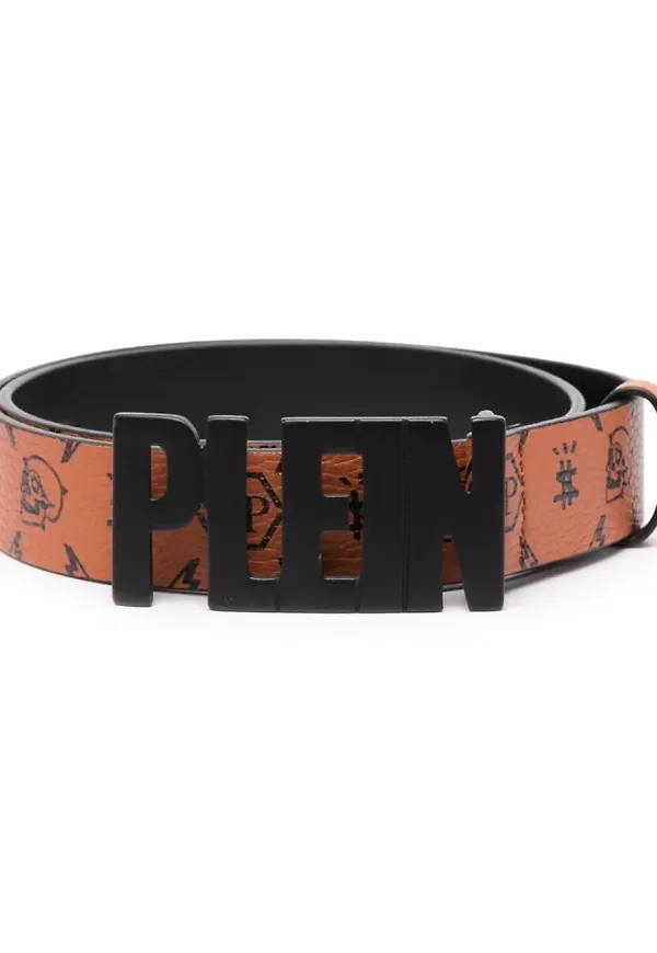 Philipp Plein läderbälte med monogram - Brun