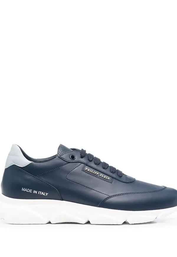 Philipp Plein låga lädersneakers - Blå