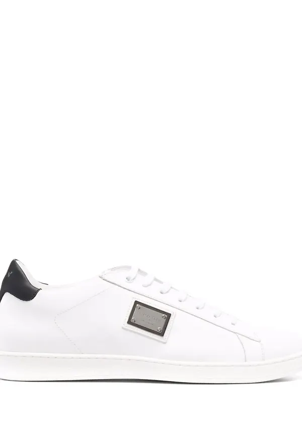 Philipp Plein låga lädersneakers - Vit