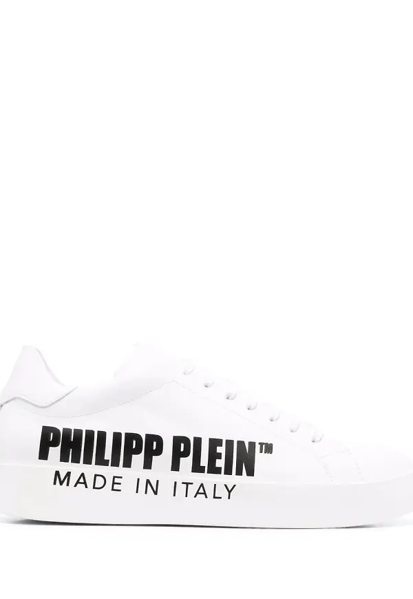 Philipp Plein låga lädersneakers - Vit