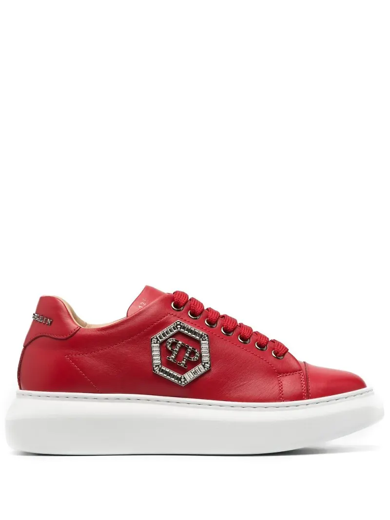 Philipp Plein låga sneakers med logotypmärke - Röd
