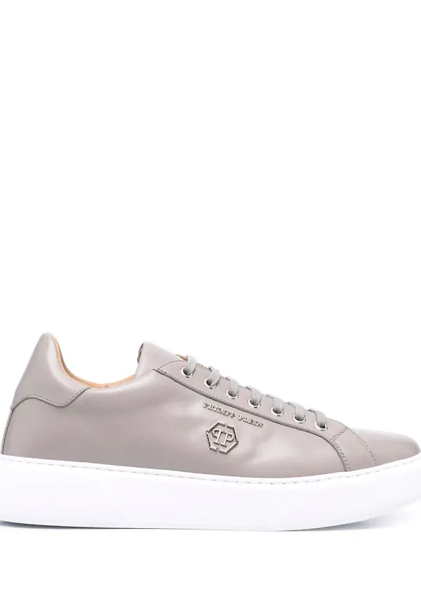Philipp Plein låga sneakers med logotypplakett - Neutral