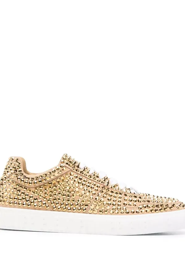 Philipp Plein låga sneakers med strass - Guldfärgad