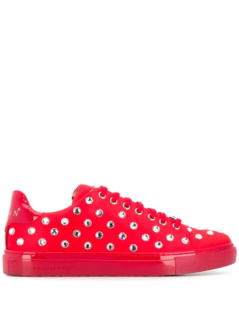 Philipp Plein låga sneakers med strass - Röd