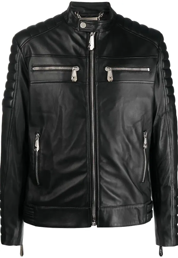 Philipp Plein långärmad skinnjacka - Svart