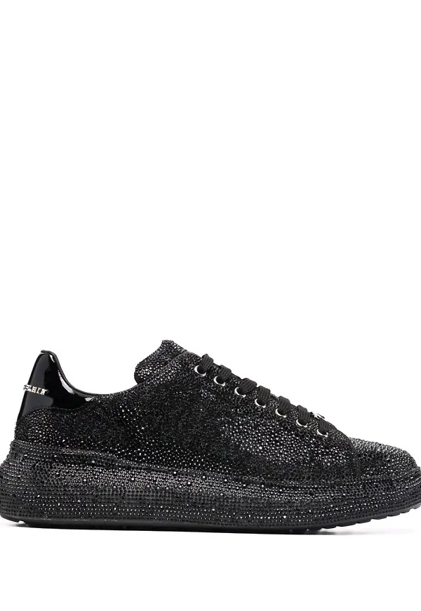 Philipp Plein löparsneakers med strass - Svart