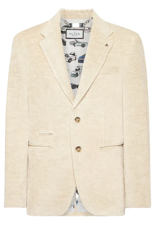 Philipp Plein manchesterblazer med broderad detalj - Neutral