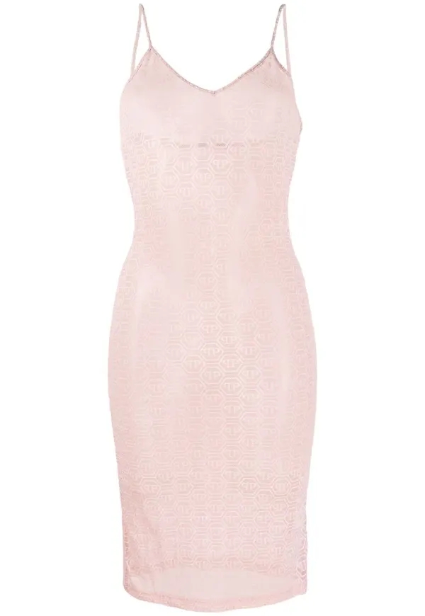 Philipp Plein midiklänning med monogram - Rosa