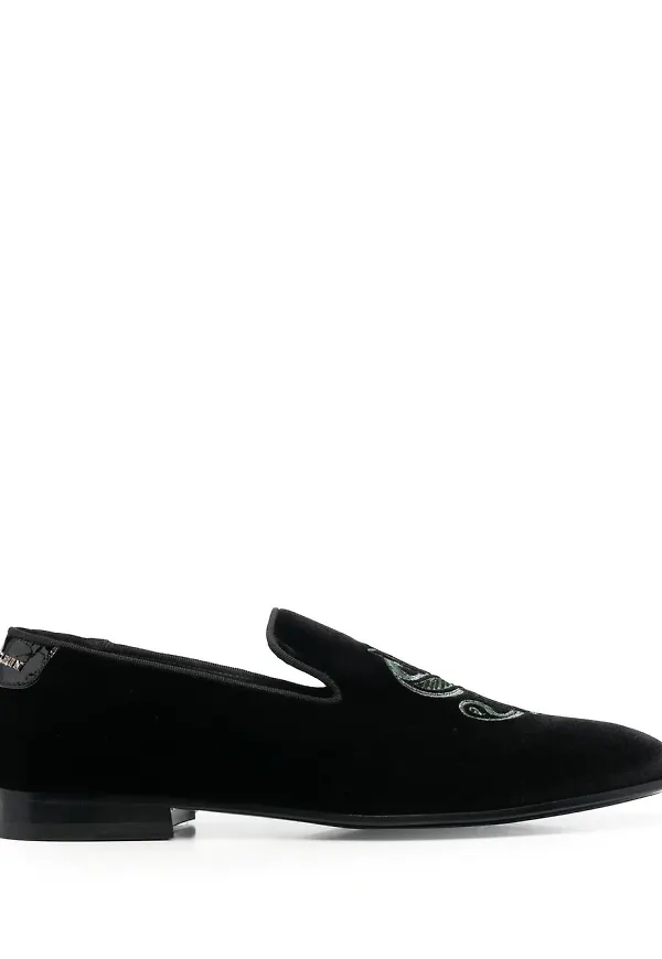Philipp Plein Money sammetsloafers - Svart